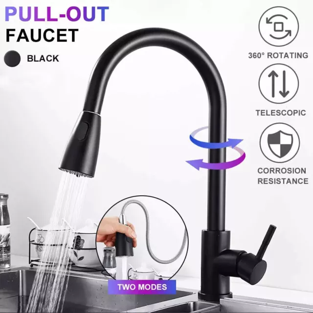 Einfacher Küchenarmatur ausziehbar brause 360° Küche Wasserhahn Edelstahl DE