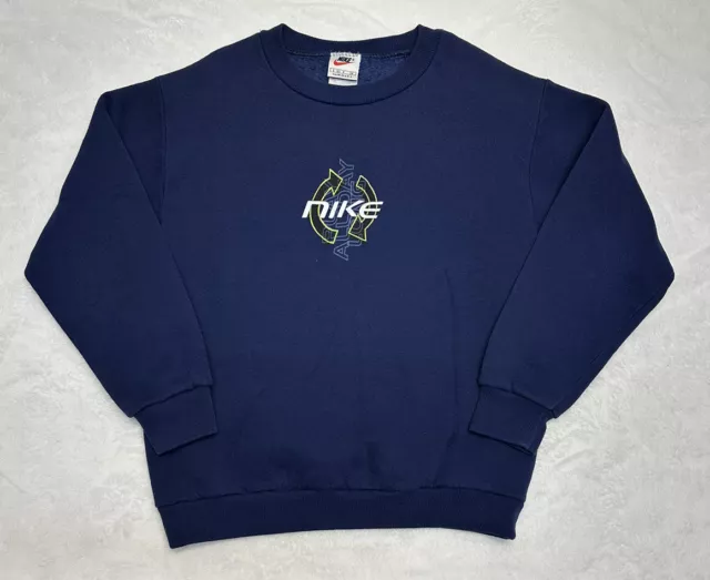 Vintage Nike Play All Day Long Crewneck Sweatshirt Youth Boys Small 8 Blue USA