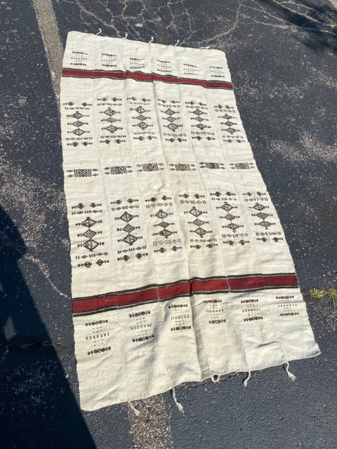 Vintage Southwest Native American Indian Navajo Saddle Blanket Rug Weaving