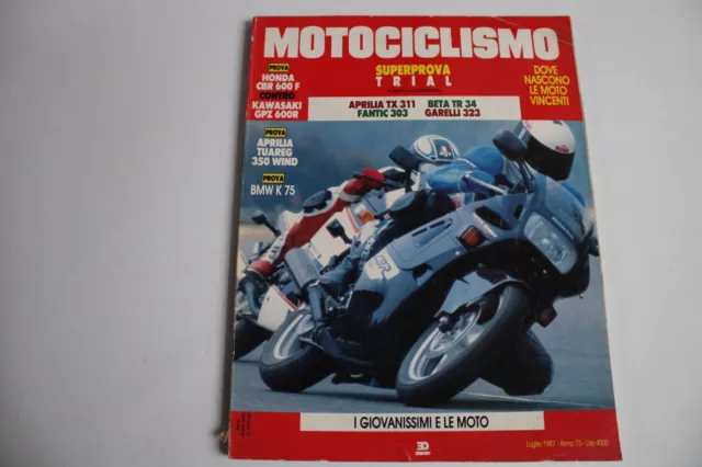 L68-Motociclismo Luglio 1987- Honda Kawasaki Aprilia Bmw  Moto Casco Ruota Gomma