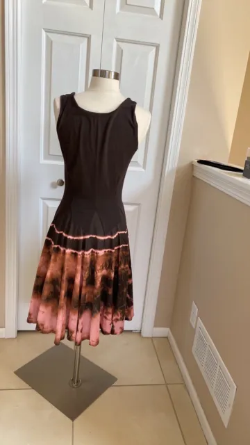 LUNA LUZ Tie Dye Sleeveless Tank Dress Womens Small Boho Style Brown