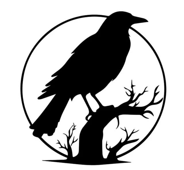 Crow Raven on Tree Vinyl Decal Car Truck Tablet Laptop Window Tumbler Mailbox