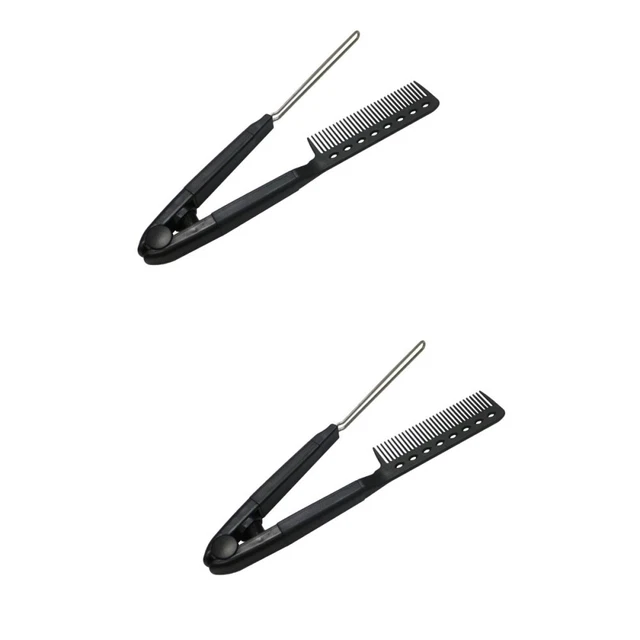 2 piezas peine plástico para alisar el cabello en forma de V para hombres y mujeres cepillo plano de plancha