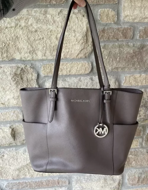 Michael Kors Jet Set East West Top Zip Leather Tote in Cinder Purse