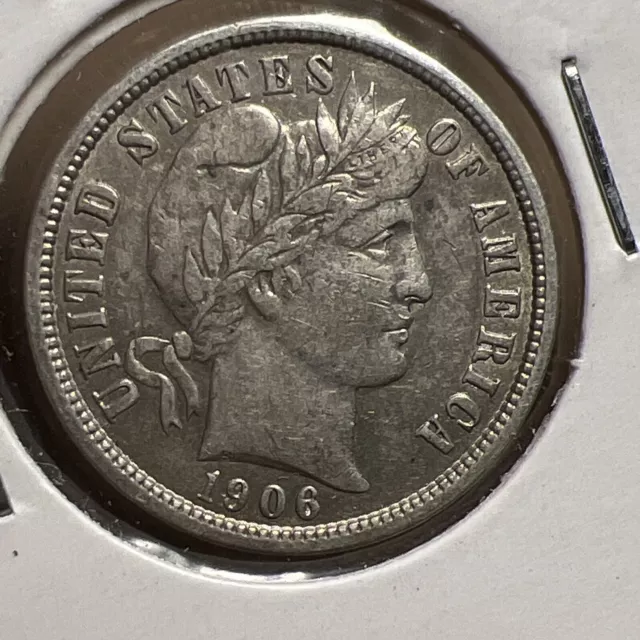 1906 - Silver Coin - America - One Dime - Barber Dime - USA