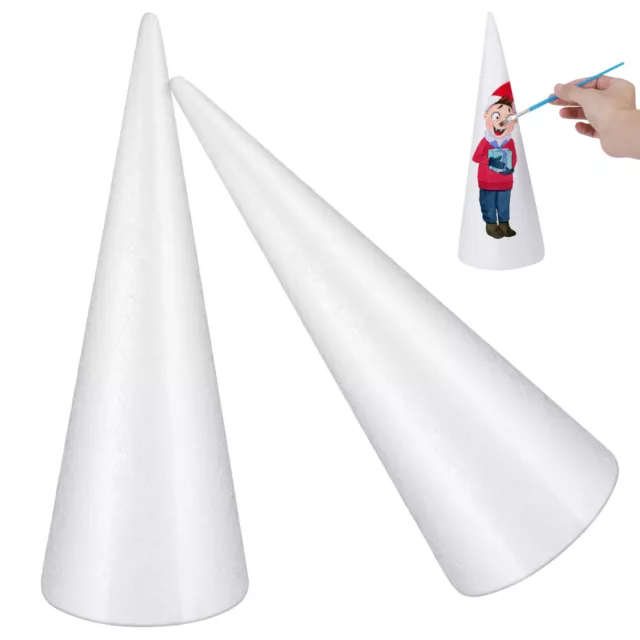 2 White Foam Tree Cones for DIY Crafts - 30CM Height - Christmas Holiday-SC