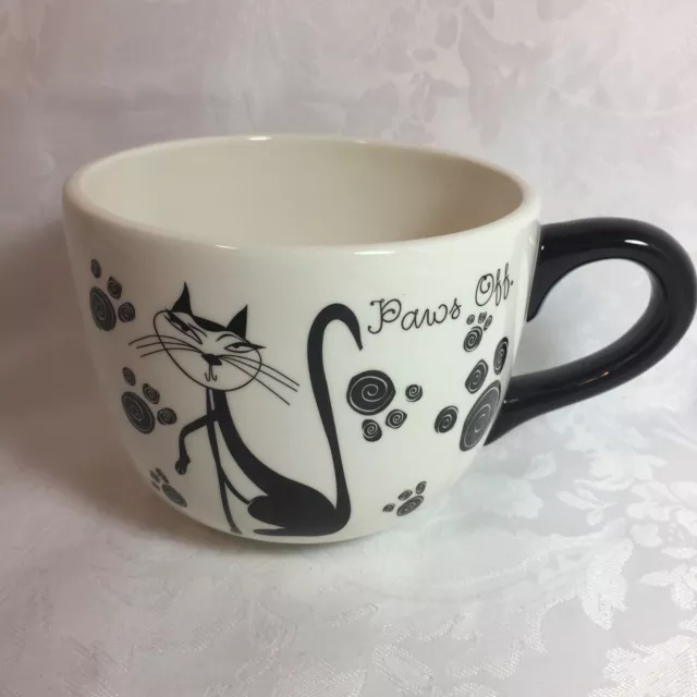 Paws Off Cat Kitty Coffee Soup Pet Pun Mug Black White