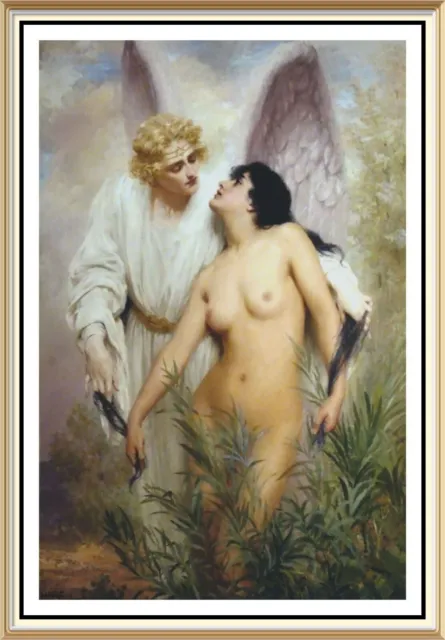 Liebre de San Jorge estampado artístico AMOR DE ÁNGEL CAÍDO prohibido con mujer desnuda