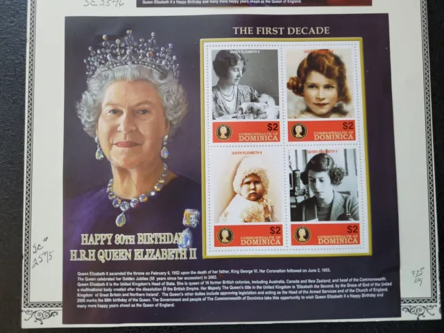 Dominica #2575-76 "MH,"  Queen Elizabeth Birthday,  Scott $ 9.75 + 4 BONUS Items 2