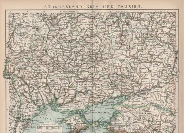 Russland Südrussland Krim Taurien Ukraine LANDKARTE von 1894