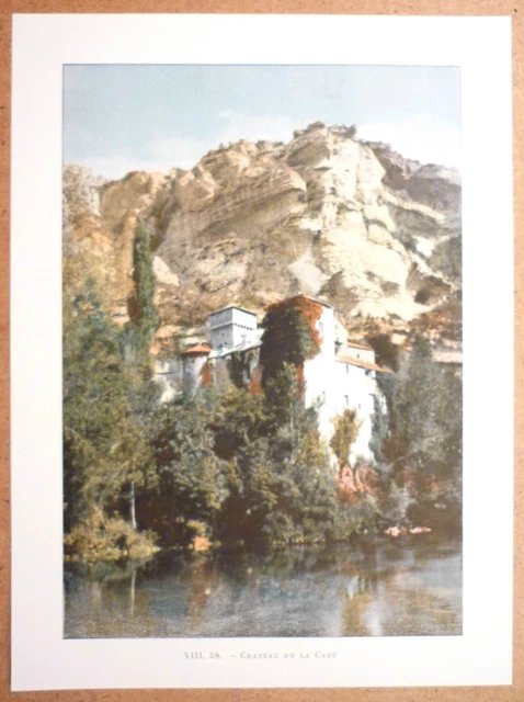 CHÂTEAU DE LA CAZE Gorges du Tarn Lozère France - Photochromie fin 19ème Gravure