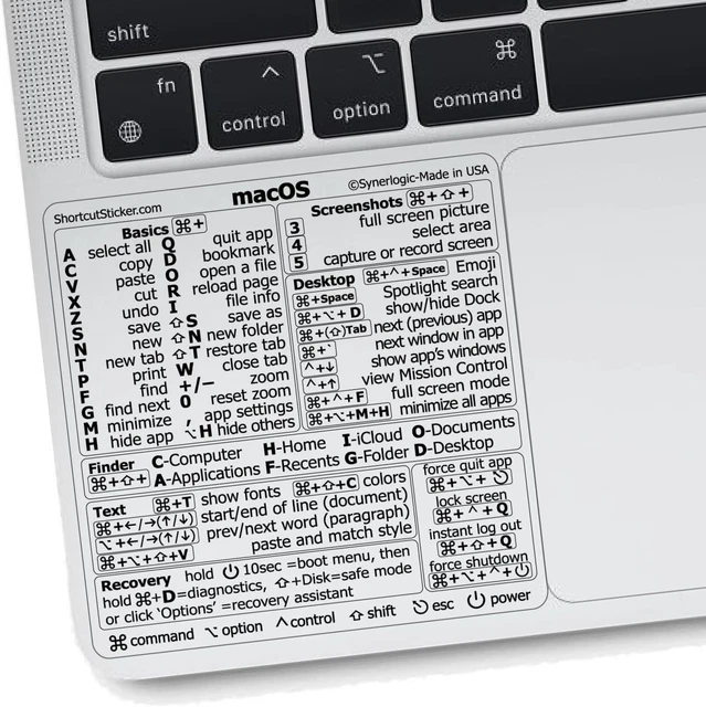 SYNERLOGIC MAC OS Shortcuts Sticker | Keyboard Stickers for macOS | No ...
