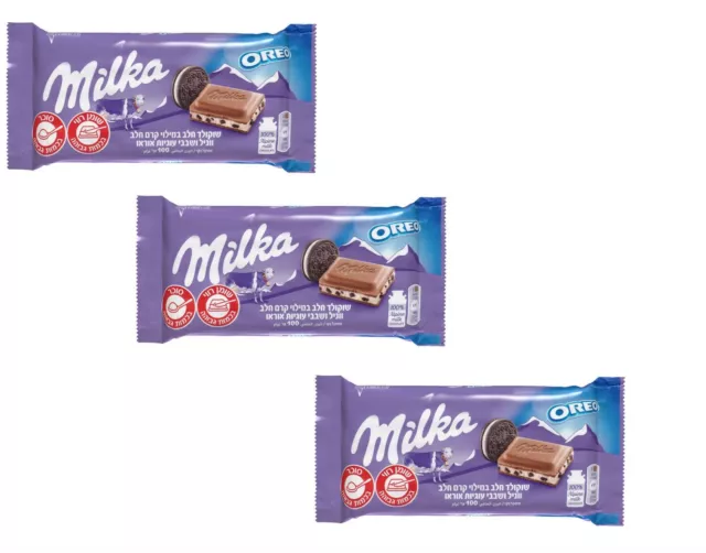 3x Milka Oreo Original Chocolate Snack Bar Kosher Dairy  100g