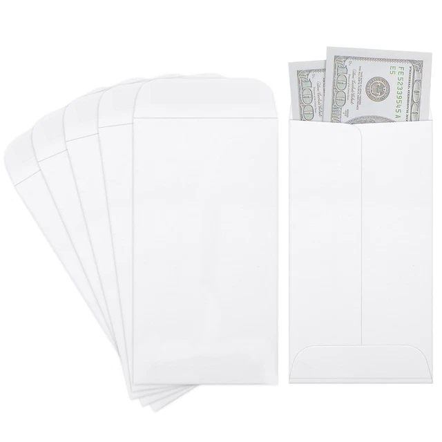 3.5x6.5 Money Envelopes, White Kraft #7 Coin Envelopes, Small Parts