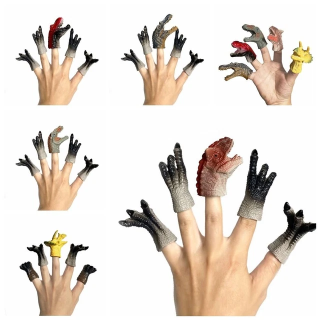 5pcs Hand Puppets Dinosaur Finger Puppet Toys  Role Playing Toy