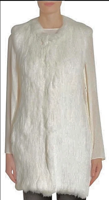 Theory White Fur Vest Petite -Theory Fadri Blithe Fur F100405 $1405