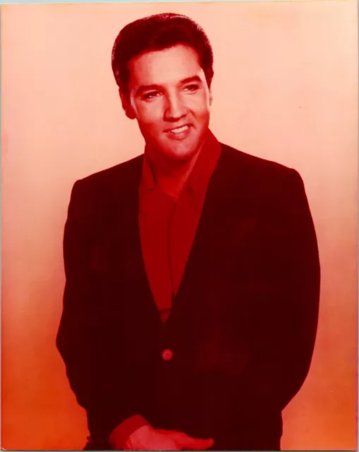 Elvis Presley 8 X10 Young Elvis Studio Photo in Red Shirt & Black Jacket