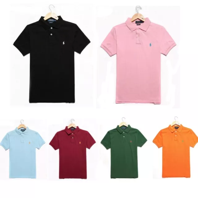 Ralph Lauren Men Polo Shirt Polo T-Shirt Tops Casual Shirts With Logo Cotton UK