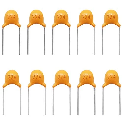 Tnisesm Lot de 120 0,22 uF 224 Condensateur monocouche en céramique 0,08 mm