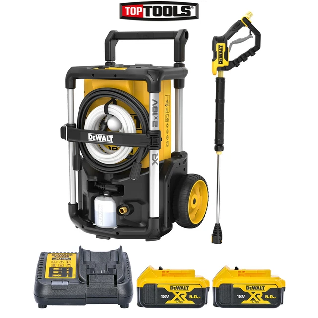 DEWALT DCMPW1600 36V XR Pressure Washer 110 Bar With 2 x 5Ah Batteries