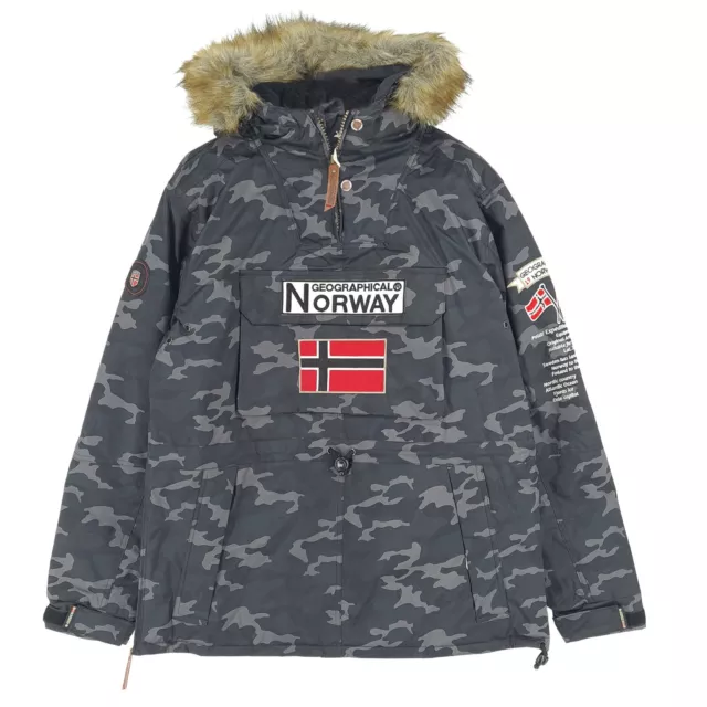Geographical Norway Anorak Veste Barman Noir Parka Camouflage Hiver TAILLE
