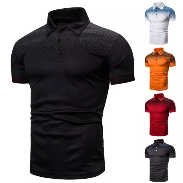 Fashionable Slim Fit T Shirt with Collar Button for Men's Summer Wardrobe
