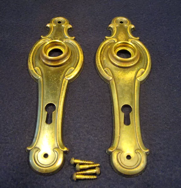 Beautiful Pair Antique Victorian Mortise Door Back Plates Escutcheons Russwin