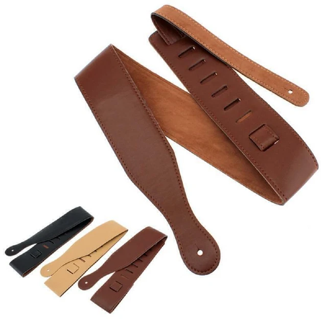 Adjustable Brown Soft Leather Thick Guitar Strap Belt for Electric Acoustic