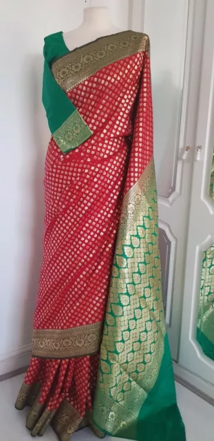 ❤️ Soie Originale Katan Kathan Saree/Sari Mariée Asiatique Indienne