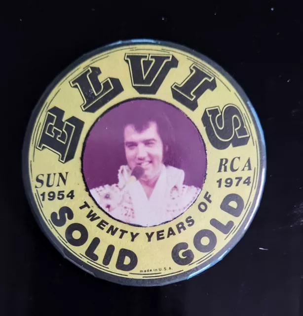 Elvis Presley - 1974 Solid Gold Pin Button - 2 1/4" - Sun 1954-RCA 1974