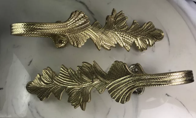 Vintage Brass Curtain Wall Mounted Hold Tie Backs 9.5” Made in India set of 2