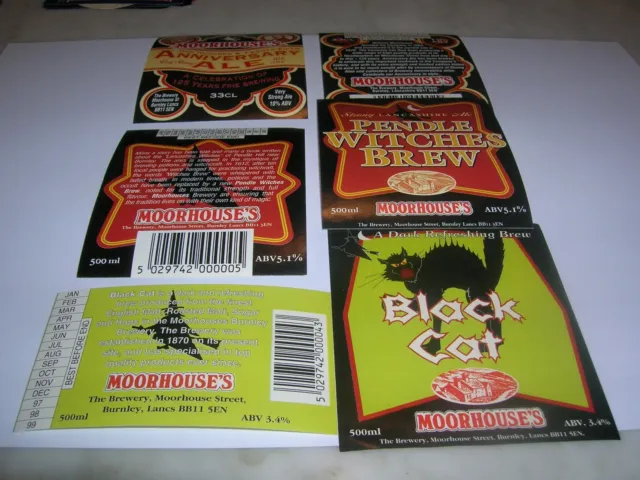 MOORHOUSE'S Brewery  Burnley  Lancs  GB   3  labels  +  3 back labels