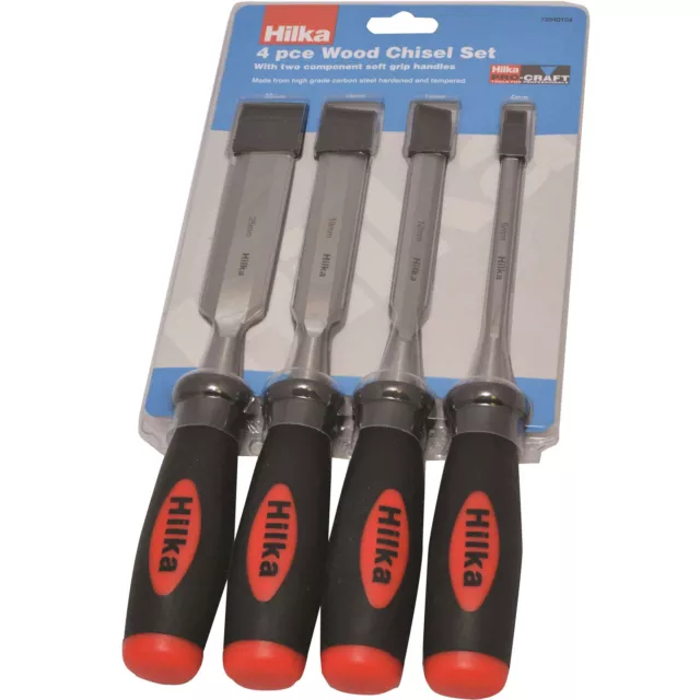 Hilka WOOD CHISEL Set. 4 woodworking carpentry Wood Carving bevel edge Chisels