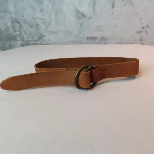 LANDS END KIDS Leather Belt Small 22-26" Double D Ring Adjustable Brown