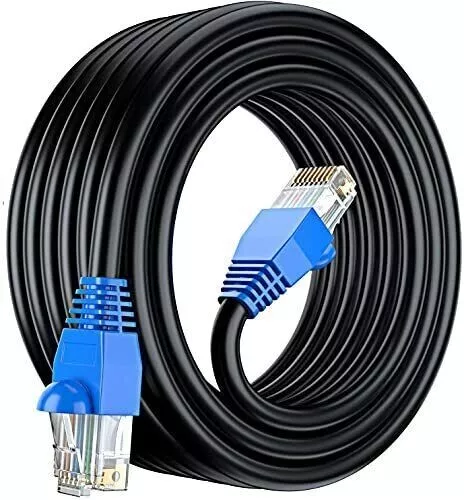 Direct Burial Ethernet Network Cable Cat6 Outdoor Waterproof 20 Meter Black