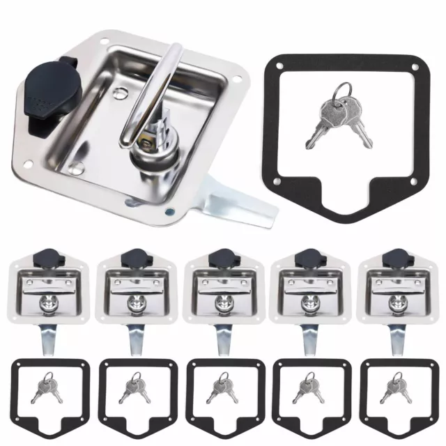 6 Pcs T-handle Tool Box Lock For Truck Trailer Caravan w/ keys Truck Tool Kit