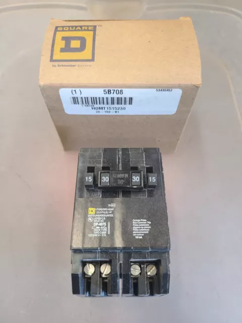 Square D Homeline HOMT1515230 two 15 AMP one 30 AMP 2-pole Quad tandem breaker