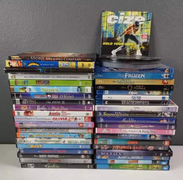 DVD/Bluray Movie TV Lot Superheroes Disney Monster High Barbie All Dogs Heaven