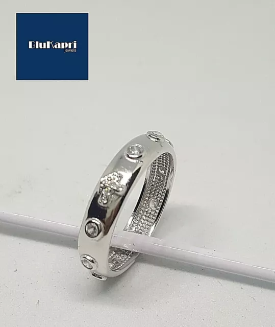 Anello rosario uomo donna in Argento 925 con  zirconi bianchi top