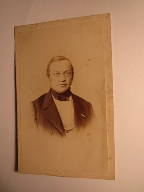 Mann mit Brille & Schal - Portrait ca. 1860/70er Jahre CDV Hermann Selle Potsdam