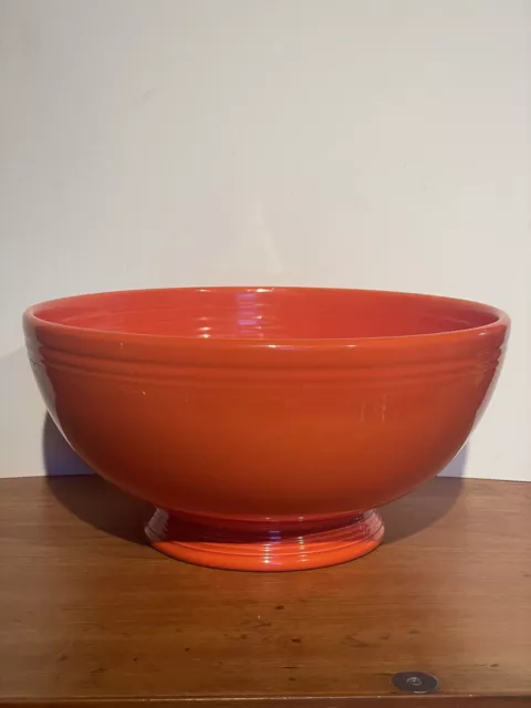 RARE Vintage Radioactive Red Fiesta Footed Salad/Punch Bowl (Circa 1936-1942) 