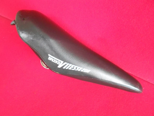 Selle Vélo Vintage Brooks Vitesse - Plastique Et Cuir Noir - Pour Route Course - Occasion Italie