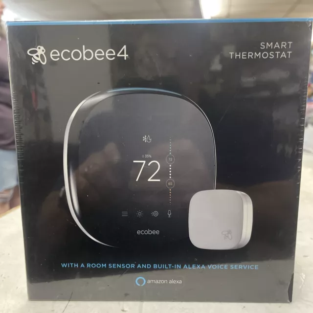 Ecobee4 Smart Programmable Thermostat with Room Sensor Black-
