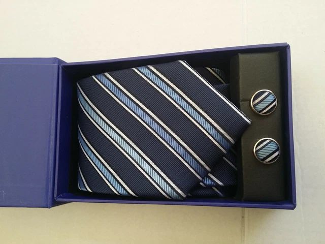 Coffret Cravate + Boutons De Manchette Monsieur Elysées - Microfibre Noir/prune