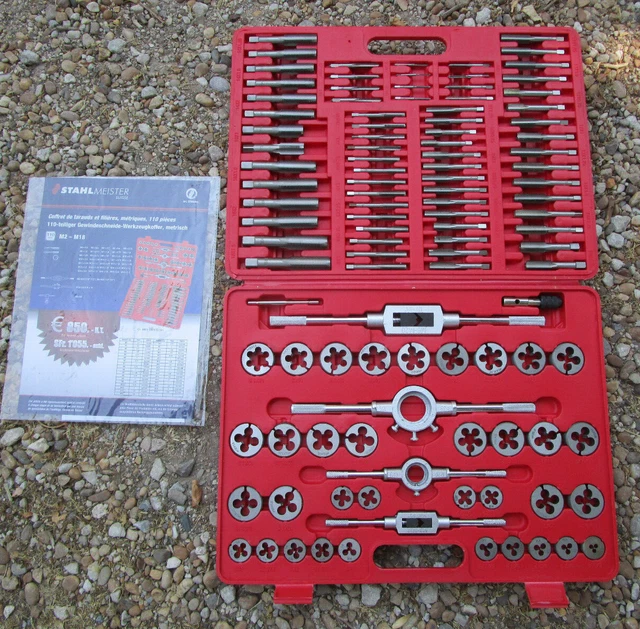 KIT DE 60 TARAUDS ET FILIÈRES METRIQUE ET POUCE