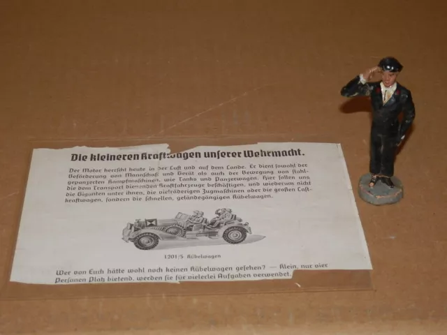 Gama Vorkrieg Panzer-Kommandant Figur Masse plus altes Dokument Kuebelwagen