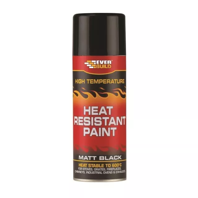 Everbuild Calor Resistente Pintura Spray Negro Mate 400ml