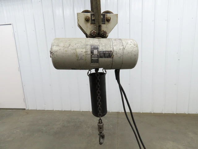 CM Lodestar L Electric Chain Hoist 1 Ton 16FPM 19' Lift 15' Pendant Trolley 3PH