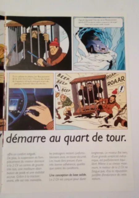 Les aventures de la 2 CV homme des neiges Tintin Brochure publicitaire Citroën 3