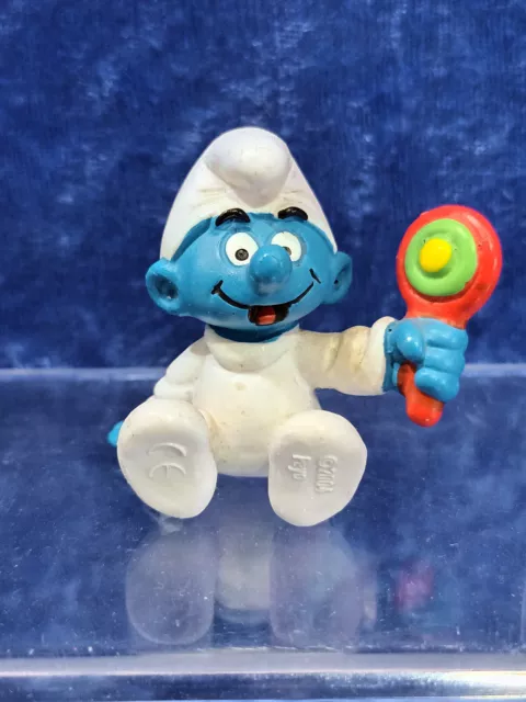 Schleich Smurfs 20540 Baby Smurf with Rattle Made in Germany 2004